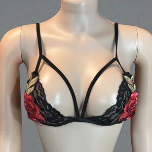 Lace Wire Free Rose Floral Bra